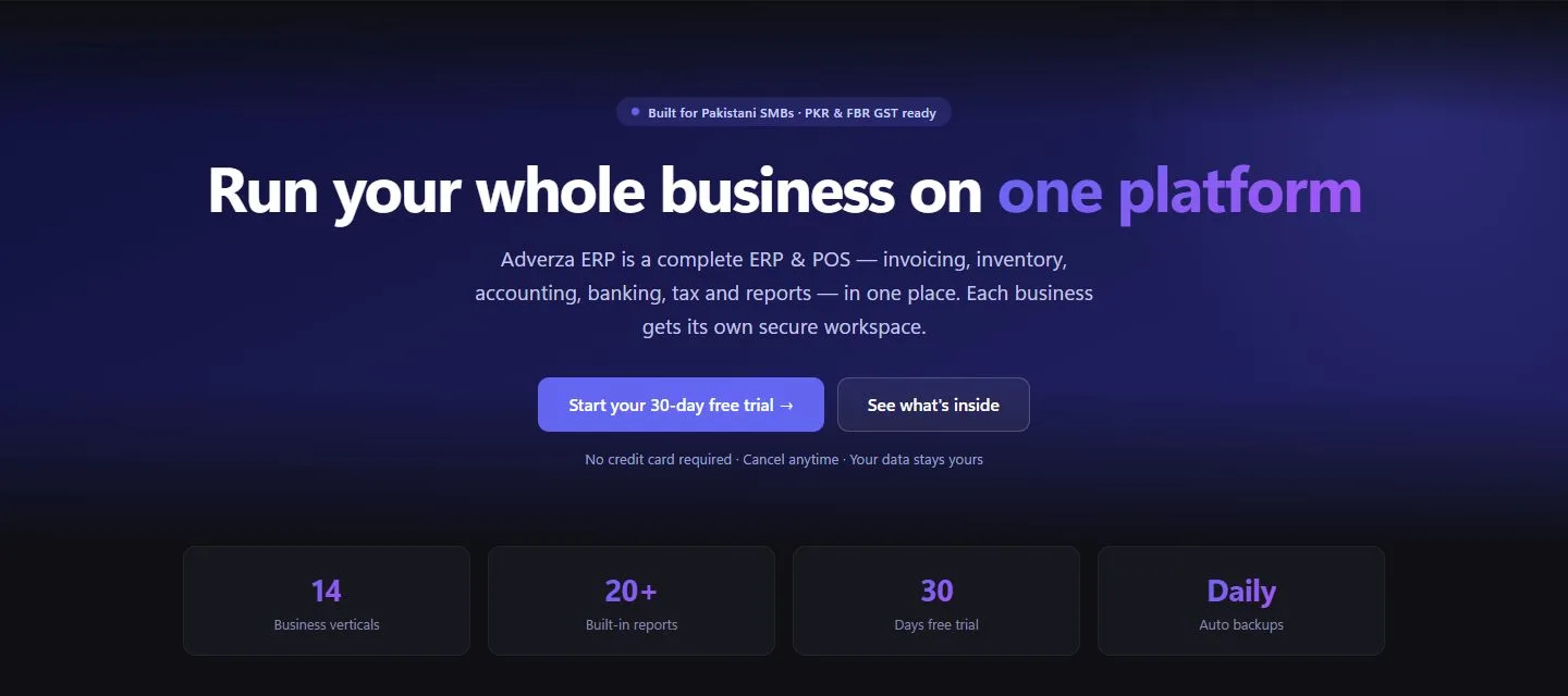 The adverzaerp.com home page