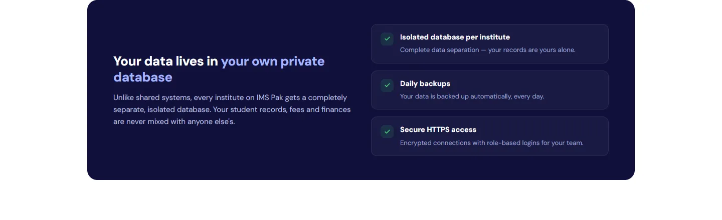 The security section of imspak.com